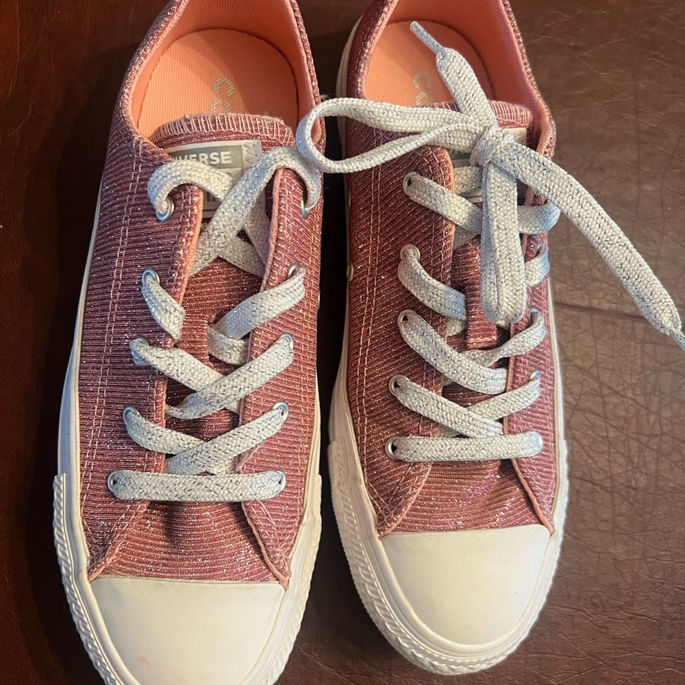 Kids Pink Canvas Converse Glitter Sneakers